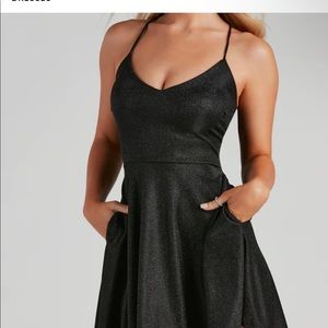 Sparkly black mini dress with pockets!!